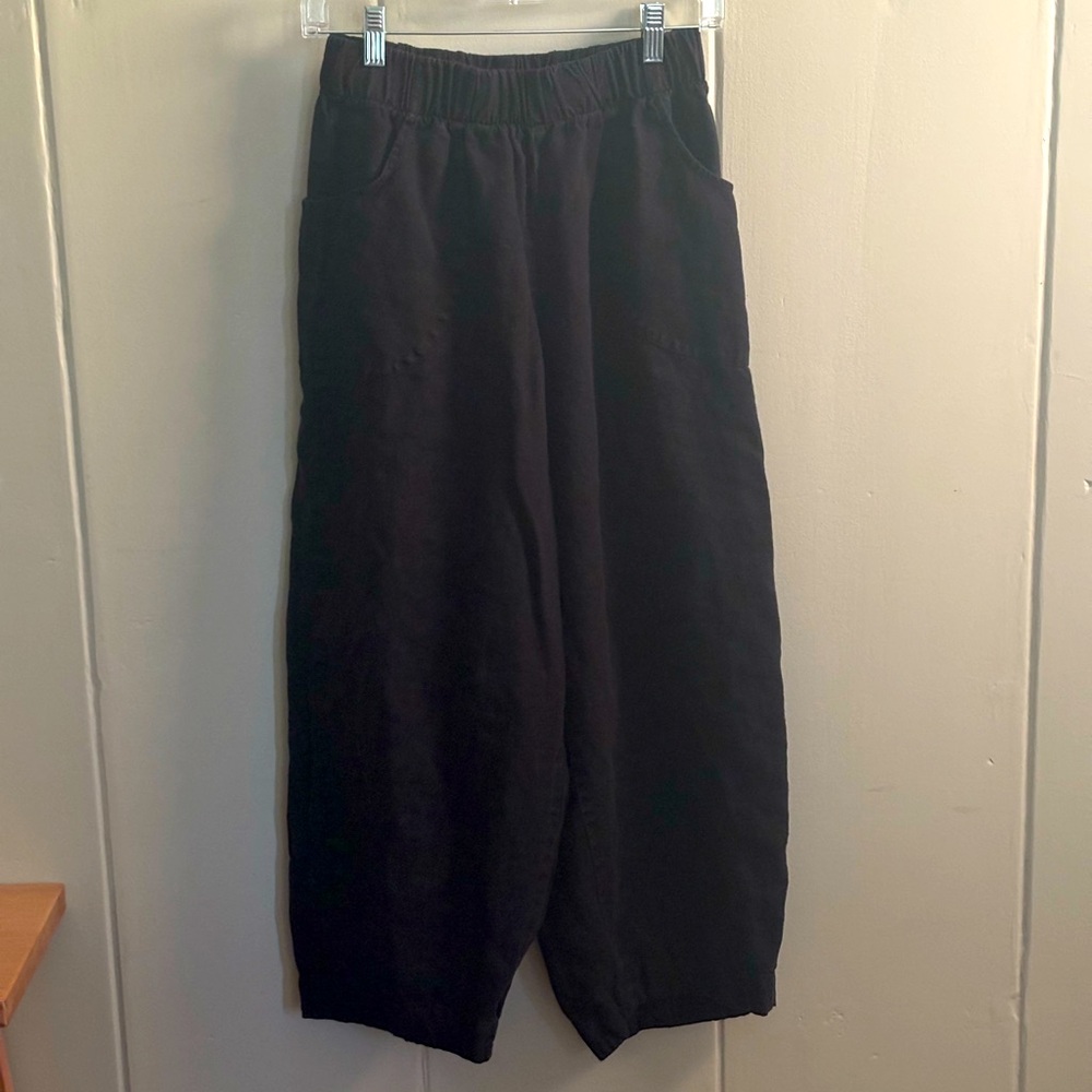 Flax 100% linen barrel wide leg pants